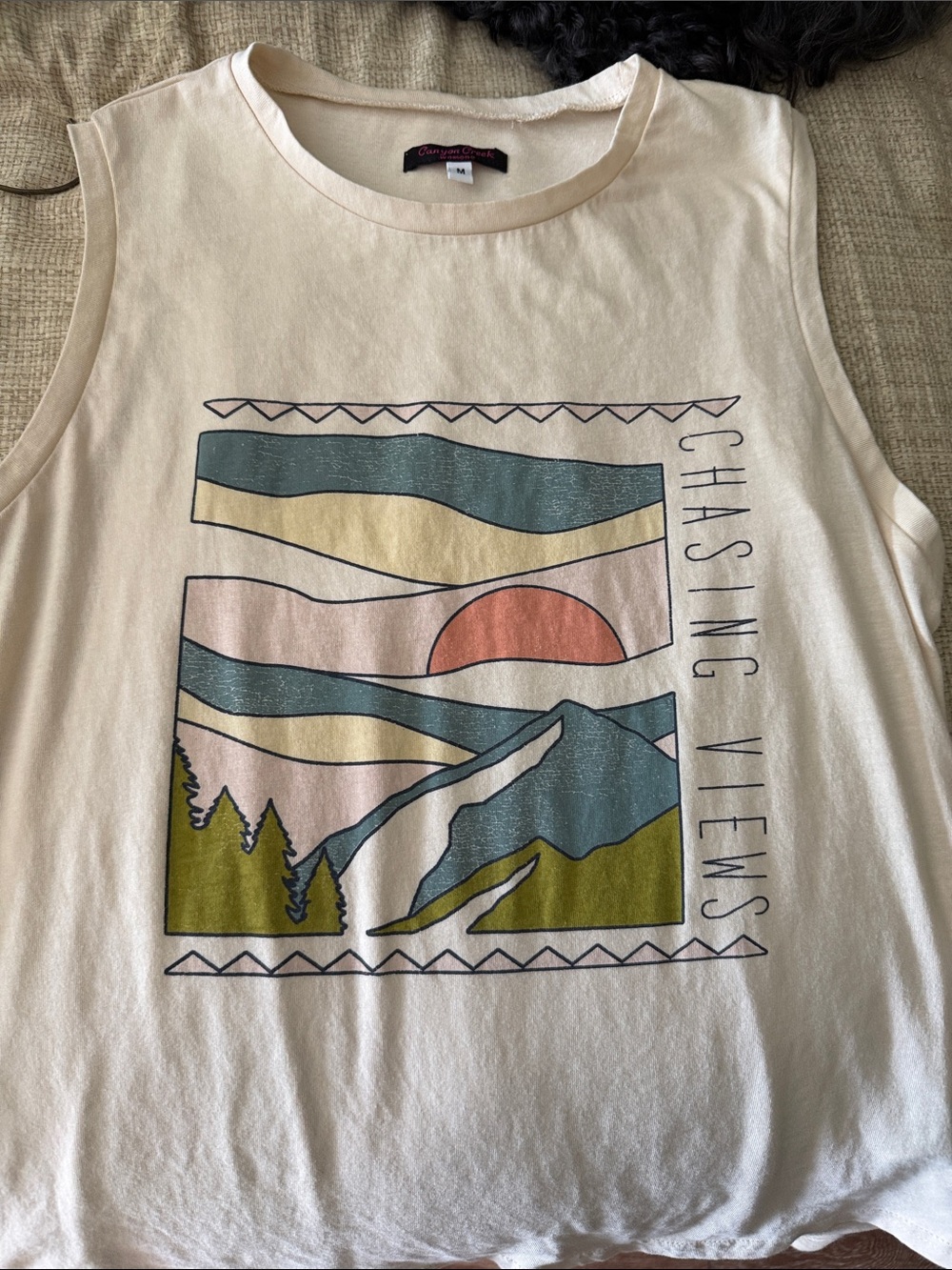 Chasing Views Graphic Tank Top - Cream